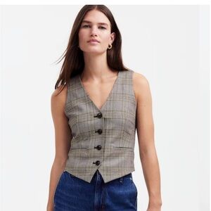 MADEWELL Waisted Vest in Yarn-Dye  Cooper Plaid Size 2